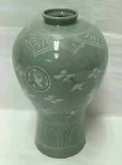 韓国・青磁象嵌1輪瓶・花瓶・未使用品☆常識の範囲の価格交渉OK☆