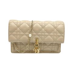クリスチャンディオール Christian Dior ショルダーバッグ My Dior デイリーチェーンポーチ ラムスキン ベージュ レディース