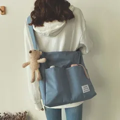 ショルダーバッグ レディース メンズ 斜めがけ 大容量 大きめ おしゃれ ナイロン 軽量 シンプル マザーズバッグ A4 ポケット 韓国 系 青 ブルー