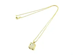 ■美品■ NINA RICCI ニナリッチ ラインストーン キューブ ネックレス ペンダント アクセサリー レディース ゴールド系 DF0095