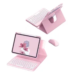 新品 マウス付き iPad 10.2 キーボードケース 縦置き iPad 第9世代 第8世代 第7世代 カバー ペン収納 iPad9/iPad8/iPad7/Air3/Pro10.5 耐衝撃 透明 クリア 背面カバー マグネット分離式 丸型キー ワイヤレスBl