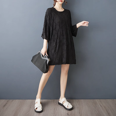 モード系  ヨーロッパデザイン  半袖Tシャツ   夏  大きいサイズ  ミディアム  ロング  ヒップホールカバー  トップス