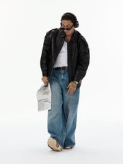 ア*ン様 STUSSY LEATHER BUILT BOMBER 野村訓市着用 - メルカリ