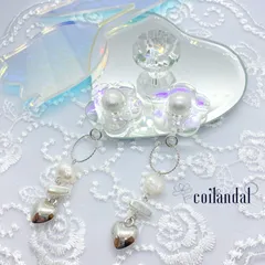 フラワーとパールのゆらキラ ピアス&イヤリング(ロングver.)