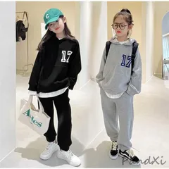 ジャージ 子供服 おしゃれ パーカー 女の子 上下セット スウェット セットアップ キッズ ジュニア スポーツウェア 部屋着カジュアル xzjhair#