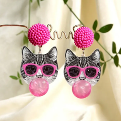 ★輸入★バブルガム　猫　ねこ　ピンク　ピアス