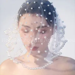 ベール ウェディングベール ホワイト 白 パール 直径50cm メッシュ 結婚式 姫系 二次会 パーティー ウェディング 花嫁 プリンセス 森ガール 刺繍 可愛い 前撮り ガーリー フェミニン チュール レース