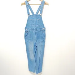 キュートでボーイッシュ◎【COLZA】コルザ オーバーオール サロペット デニム パンツ ストレート ボトムス ズボン バッククロス ストラップ カジュアル アメカジ メンズライク コットン レディース ブルー サイズM/M27149ja