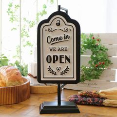 ウォールナットの営業中看板【表OPEN・裏CLOSED】両面彫り込み加工