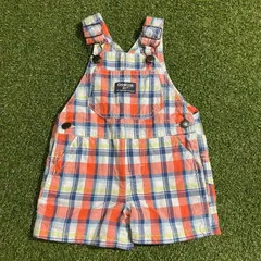 US輸入古着 70cm相当 OSHKOSH　オシュコシュ　両面ロゴ　チェック柄オーバーオール　6M
