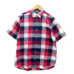 コンバース CONVERSE オールスター ALL STAR カジュアルシャツ 半袖 チェック柄 ボタンダウン M 赤 レッド 白 紺 /SY22