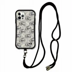 [iPhone14 Pro] iPhone16 Plus スマホケース i-coronケース スマホショルダー付 アイフォン 14 13 12 11 XR XS スマホケース 肩掛け 斜め掛け 耐衝撃 ダマスク柄 バス グレー かわいい