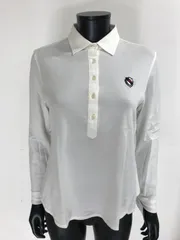 【USED】PEARLY GATES パーリーゲイツ 綿 長袖 ポロシャツ ロゴ刺繍 ホワイト 白 レディース 2 ゴルフウェア