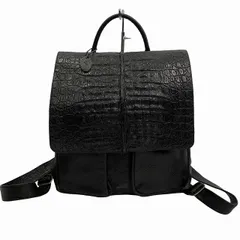 JRA カイマンクロコダイル リュック バッグパック ワニ革 レザー 黒 ブラック