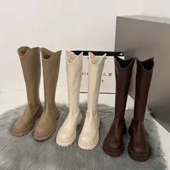 裏起毛レディース ロングブーツ 歩きやすい ローヒール ラウンドトゥ ジョッキーブーツ 美脚 おしゃれ 履きやすい 痛くない ブーツ 美脚 疲れない mlxz123