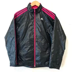(^w^)b adidas アディダス ジップアップ トラック ジャケット ウインドブレーカー シャカシャカ トレーニング スポーツ 運動 ランニング ウォーキング 裏起毛 アウター 長袖 トップス ブラック×ピンク レディース 女性 サイズ M