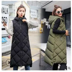 中綿ベスト レディース フード付き ロングコート ロング丈 秋 ダウンベスト 防寒着 冬 アウター ダウンコート【0807④】