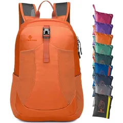 [sinotron] アウトドアバック 超軽量携帯リュック 折りたたみ可能バックパック 耐久性のある 22L大容量 収納性 マルチカラー 休暇、学校、キャンプ、ショッピングなど様々なシーンで適用（グリーン+ブルー+レッド+ ネイビー+ブラック） (だいだい 1