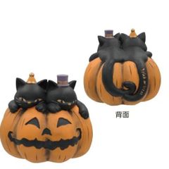 ハロウィンオーナメント　キャット　クロネコ　ジャックオ－ランタンオブジェ　ハロウィン雑貨