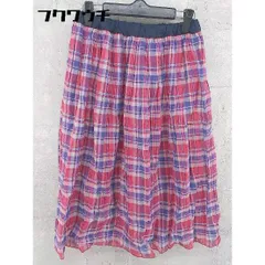 ◇ UNITED ARROWS green label relaxing ウエストゴム 膝丈 ギャザー スカート レッド マルチ レディース 【中古】 【1002801572129】