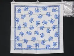 JIM THOMPSON ジムトンプソン シルク100％ エレファント 像柄 スカーフ ストール ショール レディース アイボリー系×ブルー系 DI5206