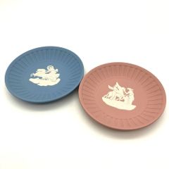 ウェッジウッド WEDGWOOD 皿 陶磁器 ブルー ピンク ジャスパーシリーズ ミニプレート 2枚セット【中古】