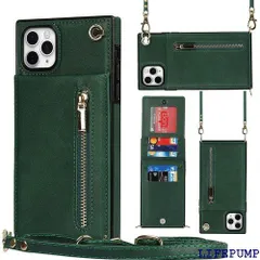 iPhone 11 Pro Max ケース縄掛け iPhone11 Pro Max ケース手帳型 iPhone 11pro Max 財布型ケース 肩掛け ストラップ付き 背面カバー 携帯カバー Pelanty PUレザー ICカード収納 開-グリーン 579