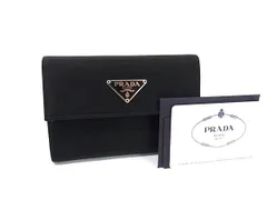 ■新品同様■ PRADA プラダ 1M0840 テスートナイロン×サフィアーノレザー 二つ折り 財布 ウォレット 札入れ ブラック系 FU2216