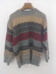 ◇ DAY CLOSET デイ クローゼット 総柄 長袖 ニット セーター グレー ベージュ系 レディース E  【1304050004391】