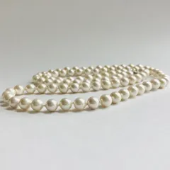 【再販】貝磨きパールmixカラーオールノットロングネックレス/8mm約90cm/ホワイトmix/made in japan