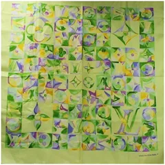 ルイヴィトン シルク スカーフ ライトグリーン ロゴ LV 中古 ABランク