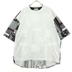 TOMORROWLAND トゥモローランド 総柄 半袖 ラウンドネック Tシャツ M ホワイト系 背面柄あり レディース 古着