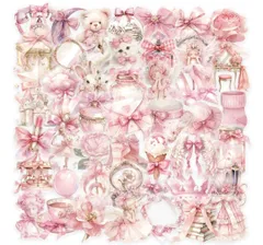 ステッカーピンク可愛いお洒落キラキラリボン猫豪華ガーリーおとぎ話コスメキャンドル