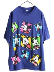 【お得なクーポン配布中!】 90s ディズニー オフィシャル ミッキー プリント 半袖 Tシャツ XL 青