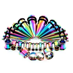 【人気商品】ステンレス ピアス 拡張ピアス フレア拡張器 12G-00G 金属アレルギー対応 28点 フレアセット 男女兼用(カラフル) ボディーピアス拡張 Vogem
