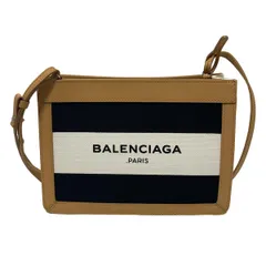 BALENCIAGA(バレンシアガ) ショルダーバッグ ネイビーポシェット 390641 黒×白×ベージュ レザー