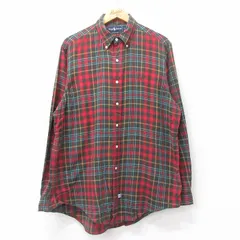 XL/古着 ラルフローレン 長袖 ブランド シャツ メンズ 90s ワンポイントロゴ コットン ボタンダウン 赤他 レッド チェック 25jul05 中古 ト