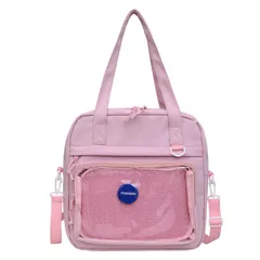 [PIENSE] 痛バック 痛バ 推し活 ショルダーバッグ クリアポケット トートバック 缶バッチ ぬいぐるみ オタ活 斜め掛け (ピンク, Mサイズ) [ピンク] [M]