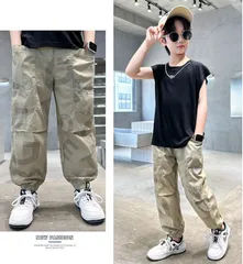 キッズカーゴパンツ（カーキ120サイズ/130サイズ/140サイズ/150サイズ/160サイズ）ボトムスこども男の子カモフラ子供服109