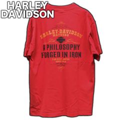 HARLEY DAVIDSON 胸ポケTシャツ Mサイズ 赤 両面プリント ハーレーダビッドソン ピンストライプ