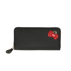 ☆ BLACK ☆ HELLO KITTY 長財布 HELLO KITTY キティ 長財布 財布 レディース ラウンドファスナー 長サイフ 長さいふ さいふ サイフ ハローキティ キティちゃん ウォレット 本革 革 レザー 小銭入れ 大人 ロングウォレット