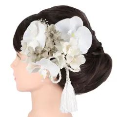 髪飾り 成人式 カスミソウ 花 ゴールド 房 振袖 前撮り 袴 プルメリア 白 グレージュ 薄ピンク グラデーション 組紐 大きい 小 No.9-5556