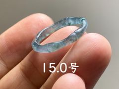 L13-76 高氷種 竹節 リング 氷青花 15.0号 グアテマラ産 A貨 本翡翠 くりぬき