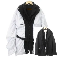 コムデギャルソンオムプリュス COMME des GARCONS HOMME PLUS 24AW Spiritual World期 ジャケット PN-J031 AD2024 ウール起毛 リバーシブル レイヤード デザイン M 黒 ブラック 白 ホワイトのサムネイル