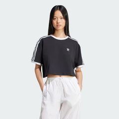 アディダスオリジナルス adidas originals アディカラー スリーストライプス ルーズ クロップド半袖Ｔシャツ ストリート レディース KRV79 JC8149 WOMEN ADICOLOR THREE STRIPES T-SHIRT BLACK