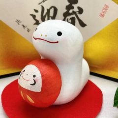 お正月 干支飾り 【ちぎり和紙 巳とだるま】令和七年 2025年 巳年玄関 巳置物 干支飾り リュウコドウ 新品未使用品 日本製
