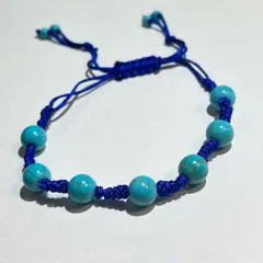 天然石 • アジアンノットのブレスレット (ターコイズ•青)