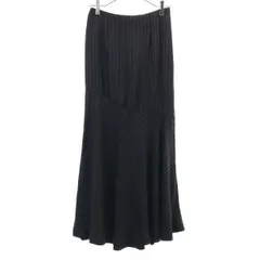 未使用 アナディス ストライプ柄 マキシ丈 フレアスカート 36 ブラック×ブラウン d'un a dix ペチコート付き レディース 古着 【240318】