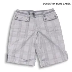 BURBERRY BLUE LABEL バーバリー ブルーレーベル 春夏★ チェック柄 カーゴ ショート パンツ Sz.38 レディース グレー