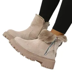 レディース ムートンブーツ スノーブーツ 厚底 ファーシューズ ショートブーツ ボア あったか もこもこ スエード 防寒 履きやすい カジュアル 美脚 裏起毛 冬 xzjhusd#